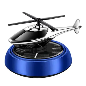 Car Fragrance Helicopter Car Decoration with Blue Base and Chrome Finish