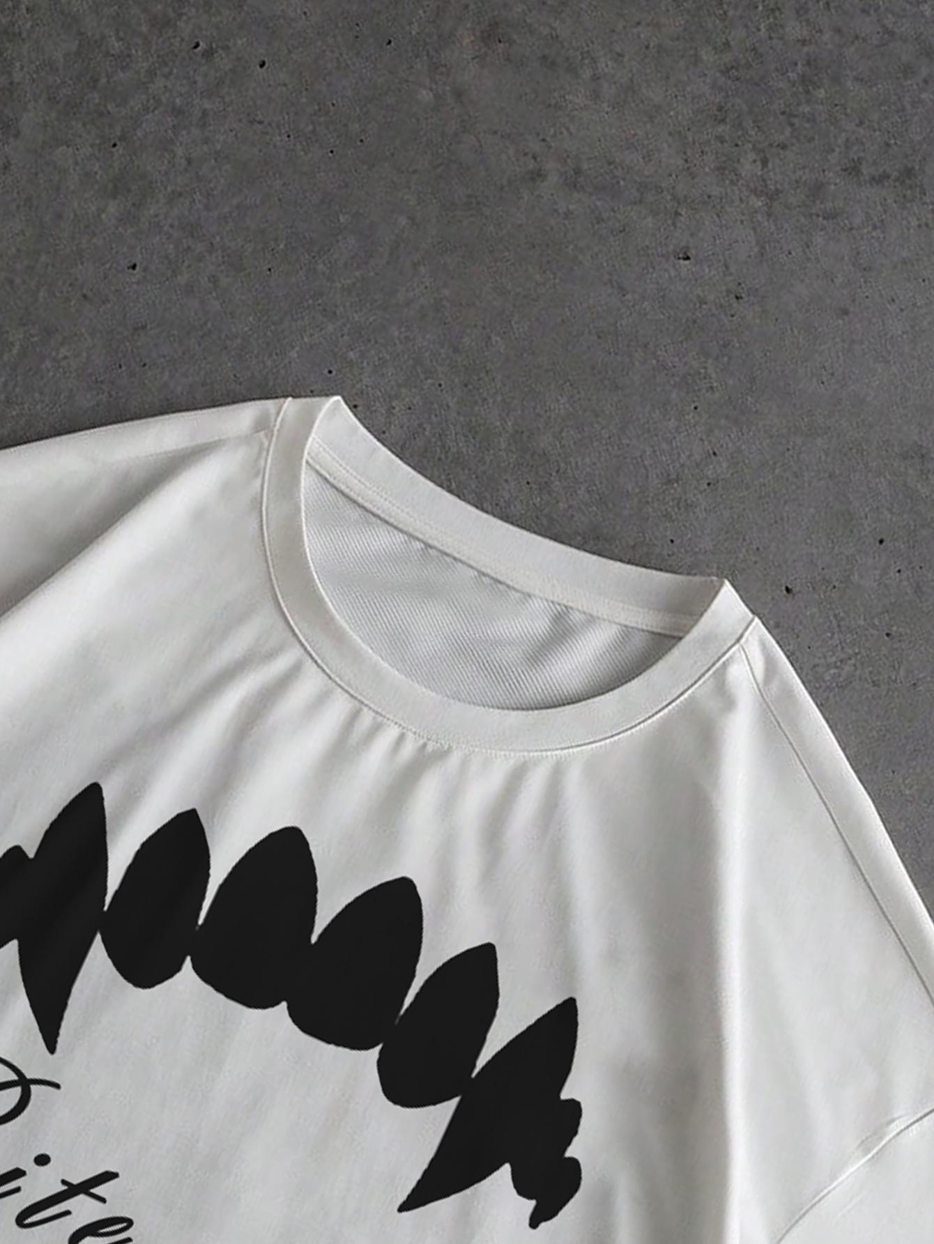 3-pack unisex; new men’s summer T-shirt; trendy design featuring a retro sunset palm tree graphic, shark mouth print, and letter slogan; black/white soft short-sleeve streetwear style—perfect for summer wear.