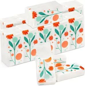 Travel Tissues - Pocket Tissues 15PCS Floral Design 3-Ply Bulk Paper Packs for Facial Use Wedding Party Favors Toilet Wipes Car Handbags