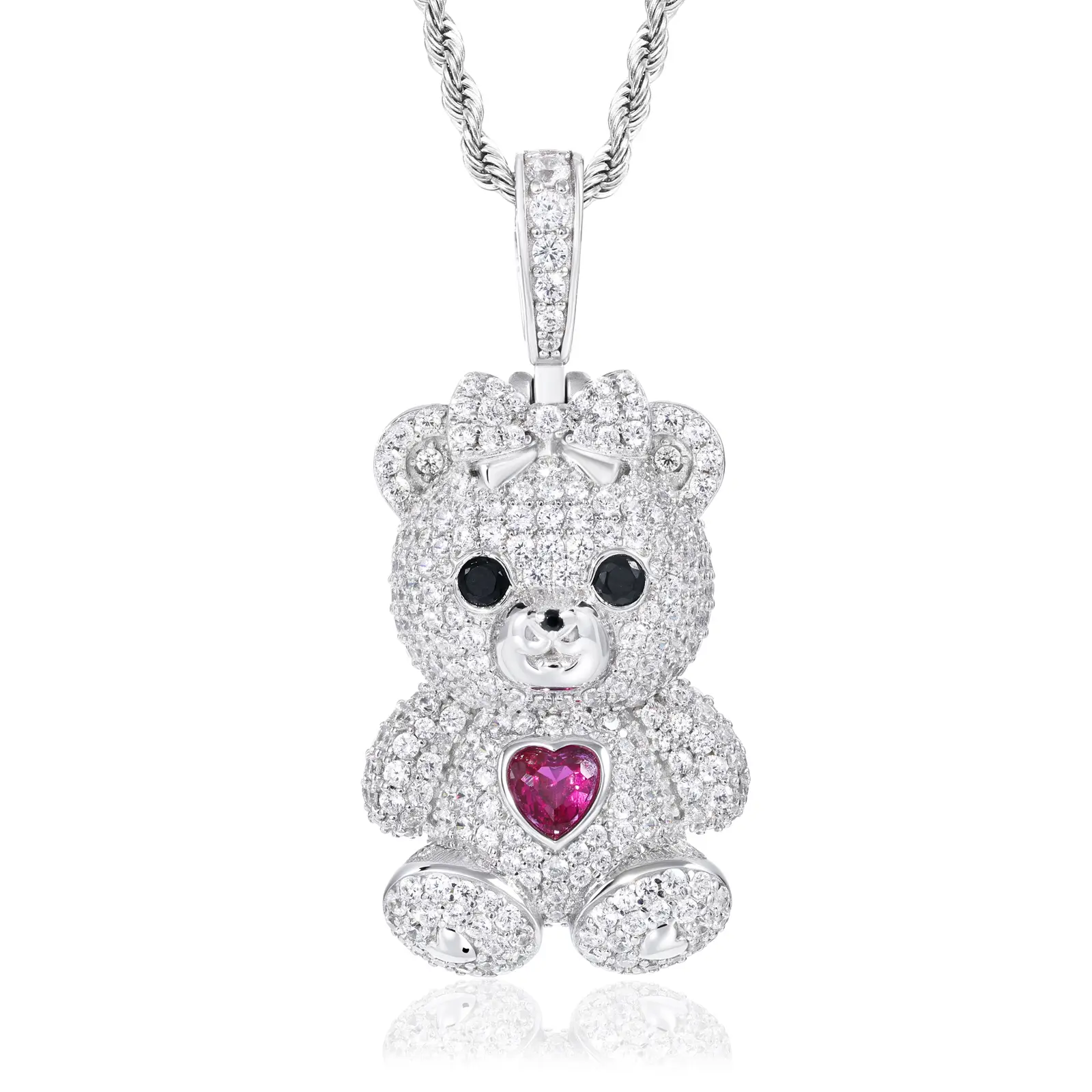 UCCIYO Sparkling Teddy Bear Pendant P894 UCCIYO 18k Gold-Plated Lab-Created Moissanite S925 Sterling Silver Moissanite Pendant Necklace For Women Men Hip Hop Jewelry Gift【#P894】