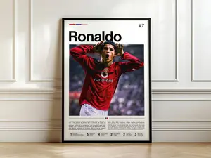 Cristiano Ronaldo Poster, Football Art Print, Sports Wall Decor, Football Legend