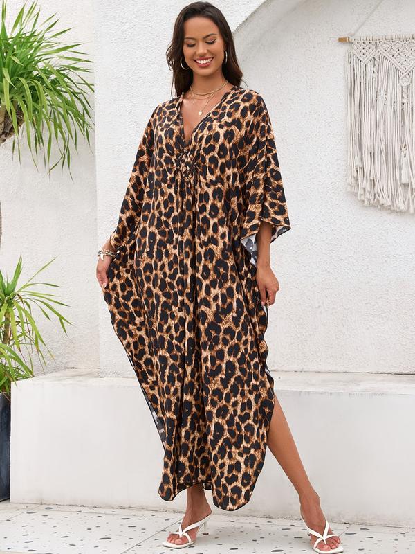 Women's Kaftan Dresses, Boho Casual Kaftan, Plus Size Bathing Suit Cover Up, V-Neck Batwing Design, Batwing Sleeve Kaftan, Loose Fit Moroccan Style, Mumu Dresses