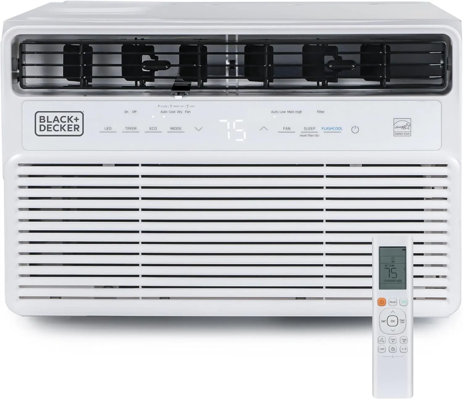 BLACK+DECKER 12,000 BTU Inverter Window Air Conditioner, Window AC Units for Up To 550 Sq. Ft., ENERGY STAR Rated AC Unit, Full Function Remote Control, BD12NWES, White