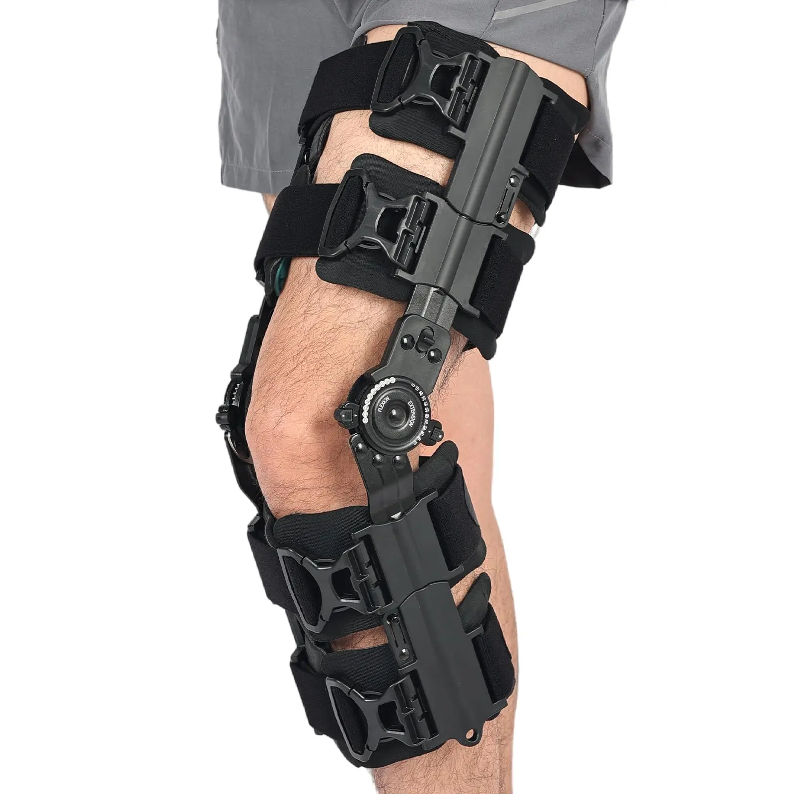 Medical Grade Alloy Knee Brace with Bilateral High-Strength Metal Hinges - Lockable, Left/Right Flip Fit, Both Legs Interchangeable, Adjustable ROM Support, Locking Dial, Adult Post-Surgical Stabilization, Medical Grade Hinge Support