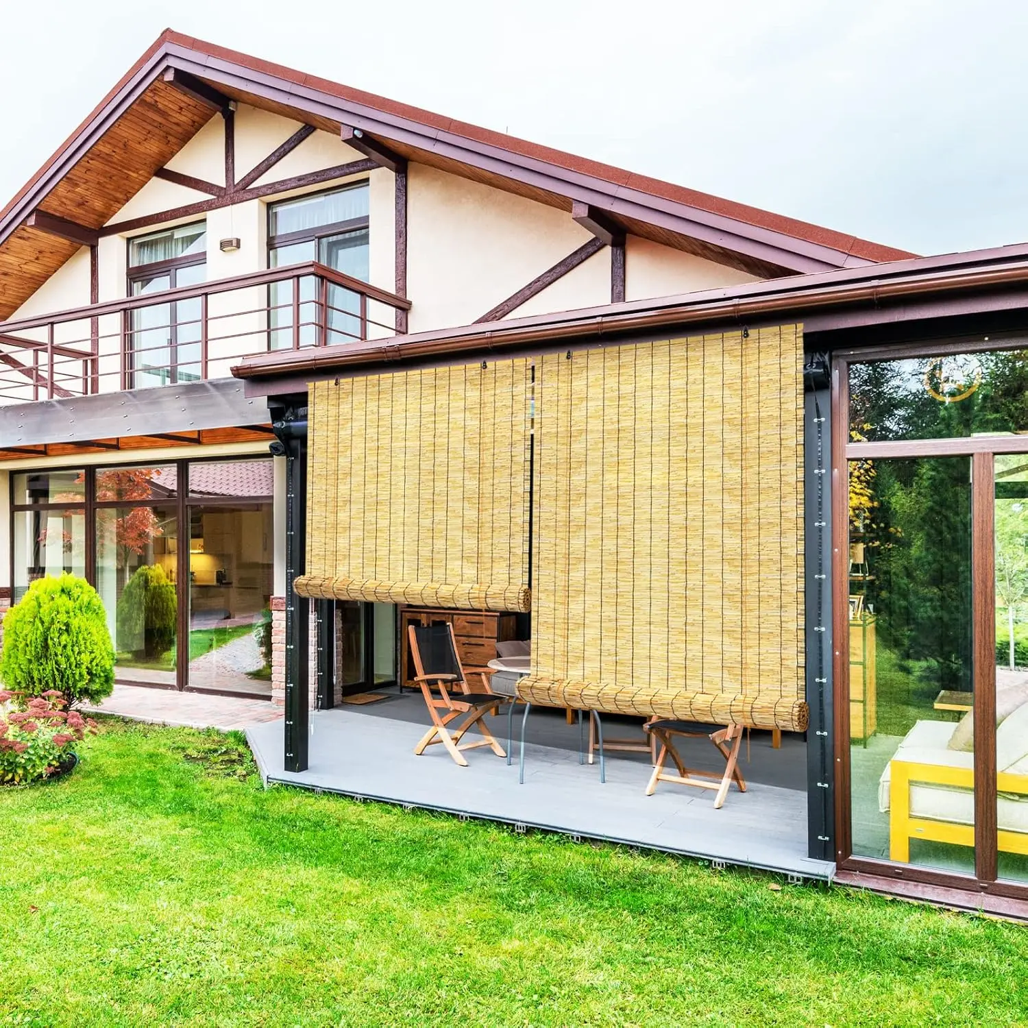 Shade,2 Pack Reed Roller Shutters Curtains," W x 71" H Window Blinds for Outdoor Patio  Reed Blinds