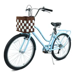 26 Inch 7-Speed City Commuter Bike with Lock & Detachable Basket High-Tensile Steel Frame, Lightweight Alloy Wheels & V-Brakes Multiple Colors for Urban Riding