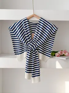 Women's Striped Print Open Front Cape Shawl, Casual Soft Comfortable Knitted Scarf for Daily Wear, Fashion Accessories for Women & Girls