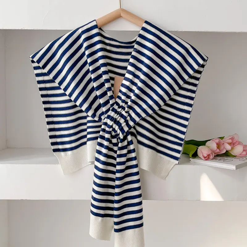 Women's Striped Print Open Front Cape Summer Shawl, Casual Soft Comfortable Knitted Scarf for Daily Wear, Fashion Accessories for Women & Girls