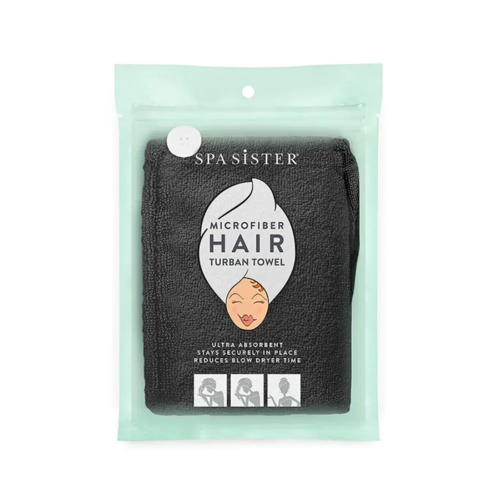 Microfiber Absorbent Bath Towel - Black, for Spa Use and Hair Drying Turban Application, Absorbent Towel