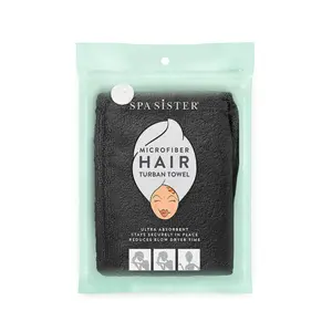 Absorbent Microfiber Bath Towel - Absorbent Towel for Spa Hair Drying Turban, Black