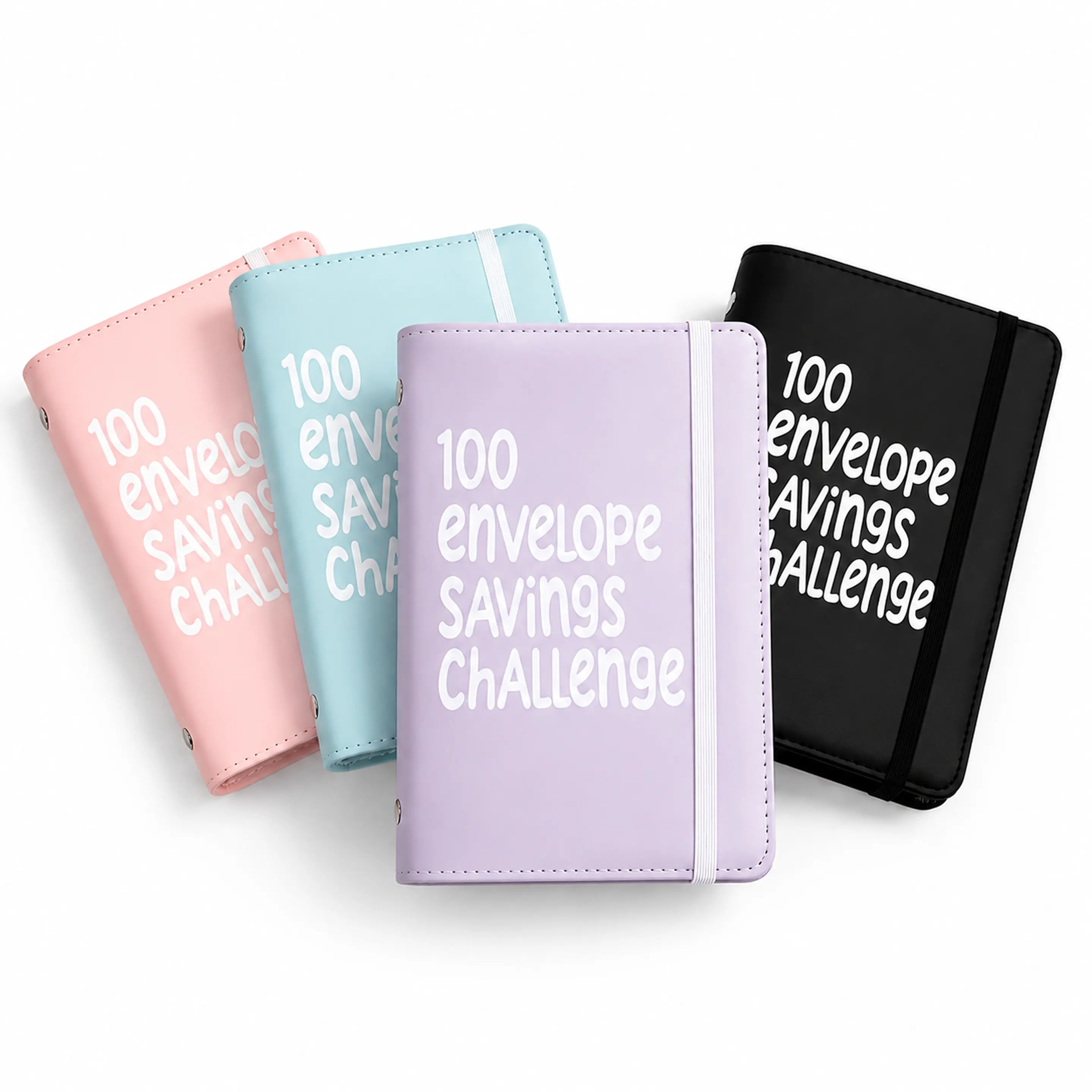 100 Envelope Money Savings Challenge Binder, Premium PU Leather A5 Budget Planner Book with Printed Tracker Cards, Cash Envelopes & Stickers for $5050 Savings, Personal Household Budget Organizer