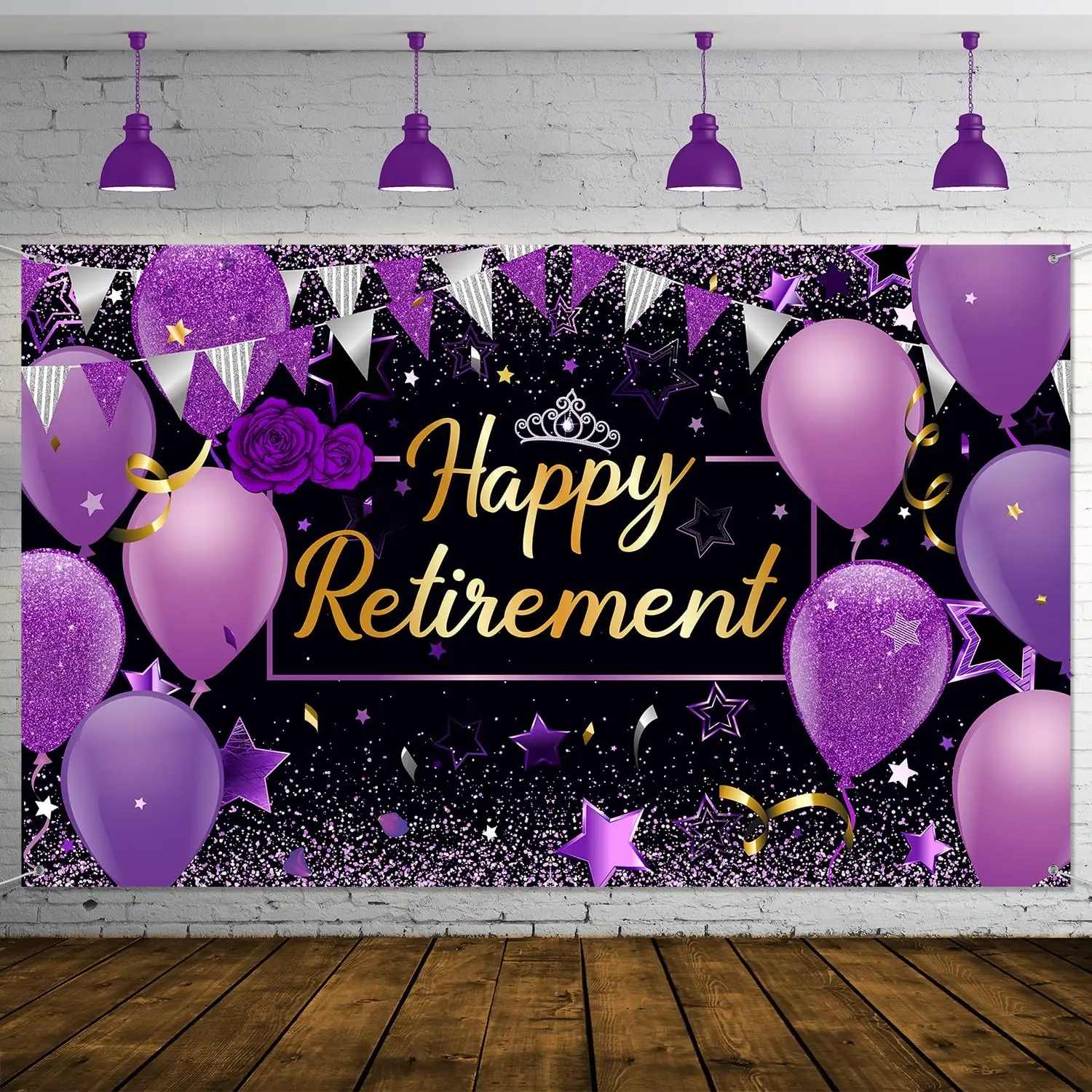 2D Flat Banner 1pc, Retirement Party Decorations, Extra Large Fabric Retire Sign Banner, Photo Booth Backdrop, and