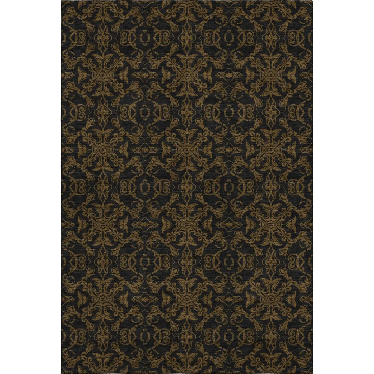 HomeRoots 665196 5 x 8 ft. Brown & Charcoal Medallion Washable Machine Made Rectangle Area Rug with UV Protection