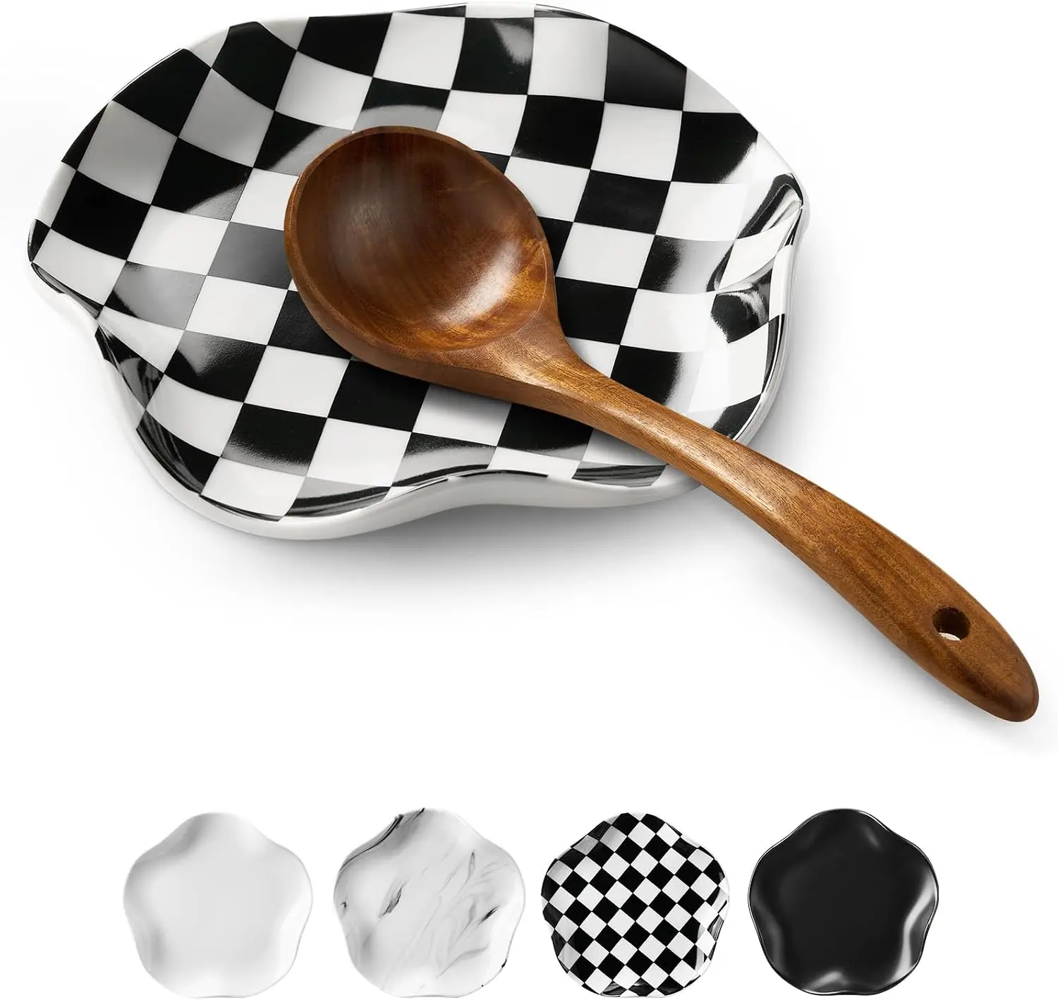 Stylish Aesthetic Ceramic Spoon Rest - Cutlery & Tableware Holder for Stove Top, Counter, Modern Farmhouse Decor; Fits Spatulas, Spoons, Tongs