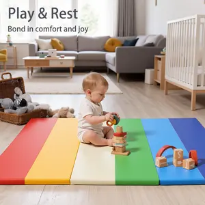 TODIBY Foldable Colorful Kids Play Mat, Waterproof Non‑Slip Soft Foam Crawling Mat for Toddlers Indoor Use