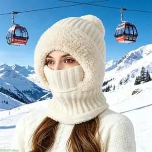 Unisex 3-in-1 Fleece-Lined Balaclava, Wind-Resistant Thermal Wear Hooded Mask with Ear Flaps & Neck Warmer for Adults’ Hiking & Cold-Weather Outdoor Use