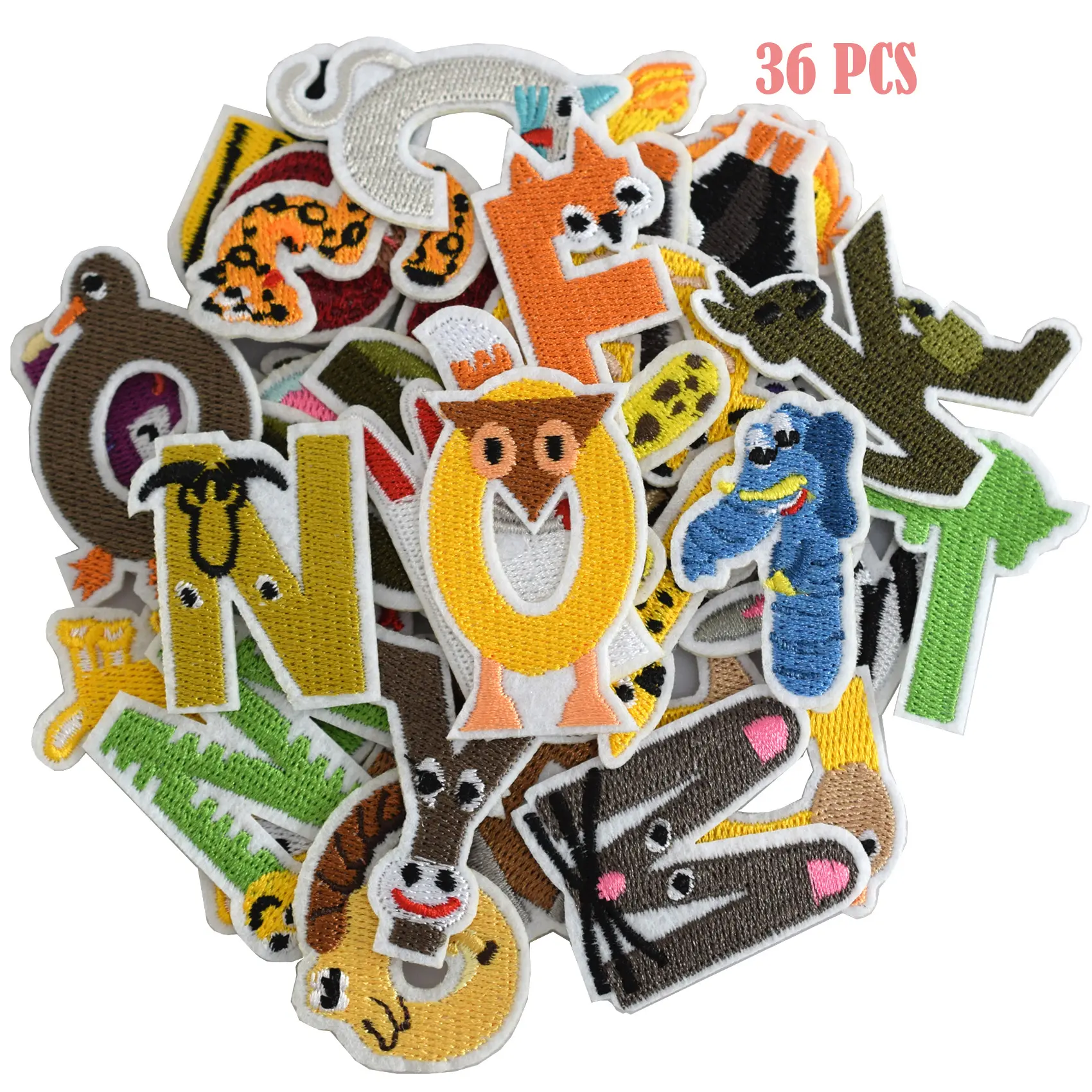 36PCS Iron-On Embroidered Alphabet Number Fabric Patches - A-Z Letters, 0-9 Numbers, Applique for DIY Clothes, Bags, Hats for DIY Enthusiasts, Alphabet Numbers
