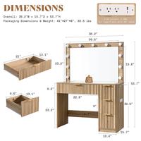 36in Vanity Desk with Big Mirror and 4 Drawers