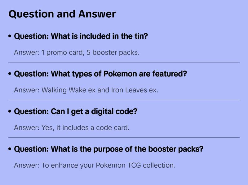 Pokemon Paradox Clash Tin (Set of 2: Walking Wake ex & Iron Leaves ex)