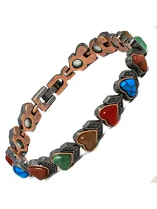 Elegant Magnetic Turquoise Bracelet, Vintage Copper Alloy Bangle, Creative Zinc Alloy Couple Jewelry, Unisex Fashion Accessory, High Quality Bracelet