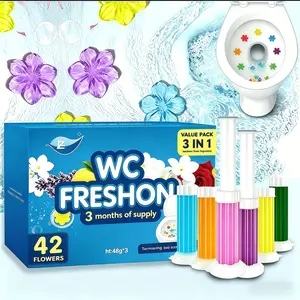 3-Tubes Toilet Gel Stamp Box, 14 Stamps Flores de Inodoro Toilet Cleaner Gel, Long-Lasting Flowers Shaped Bathroom Freshener, Elimina Malos Olores Odor Fighter, Gentle Natural Fragrant Toilet Cleaner para Hogar