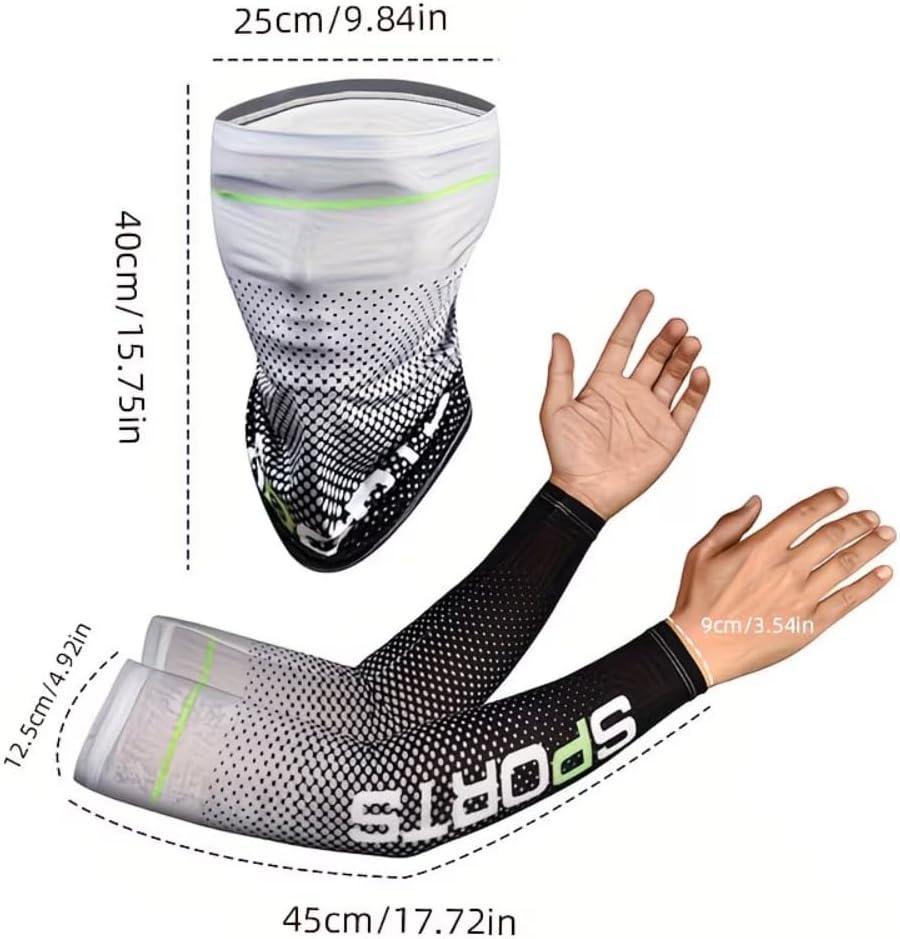 UV Protection Arm Sleeves and Face Cover Set, Solid Color Cooling Long Sleeve Gaiter for Cyclists and Outdoor Hiking, Full Sleeve