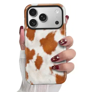 Orange Cow Print Phone Case for iPhone 17 Pro Max 17 16 15 14 13 12 Beautiful Soft TPU Cover Shockproof Protective Gift for Girls