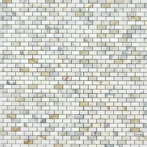 Calacatta Gold  Baby Brick 5/8x11/4 Polished/Honed Marble Mosaic Tile Sample
