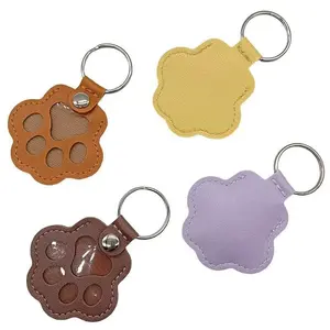 Pet Hair Keychain - Adorable Paw Design PU Leather Keychain with Transparent Window for Pet Hair & Paw Prints Durable Light 8g Keepsake