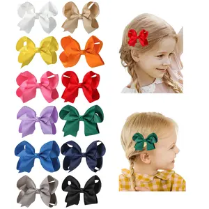 12pcs 3-inch JoyBowie Classic Solid Color Hair Clips, with upturned edges, bowknot hair clips, girls' hair accessories, handmade boutique bows, gifts for little girls, party and holiday decorations