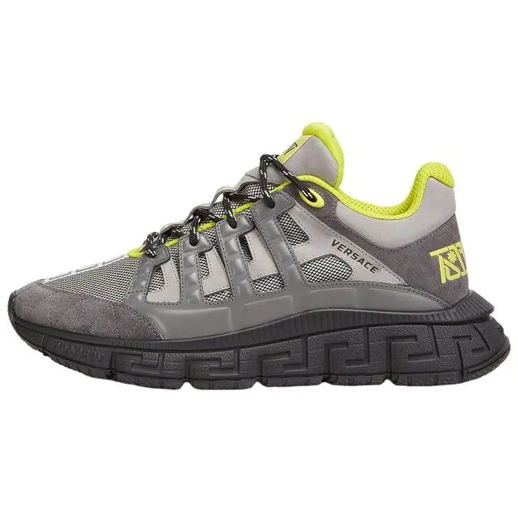 Men's Versace Trigreca Low-Top Casual Trainers - Gray Coordinate Print Footwear, Maison Mihara Verifiable with Credentials, Global Authentication Sports Shoes