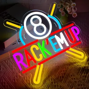 Adjustable Billiard Neon Light for Wall Decoration, Customizable LED Sign for Bedroom Pool Game Room Bar Club Party Decor Gift, Neon Lamps