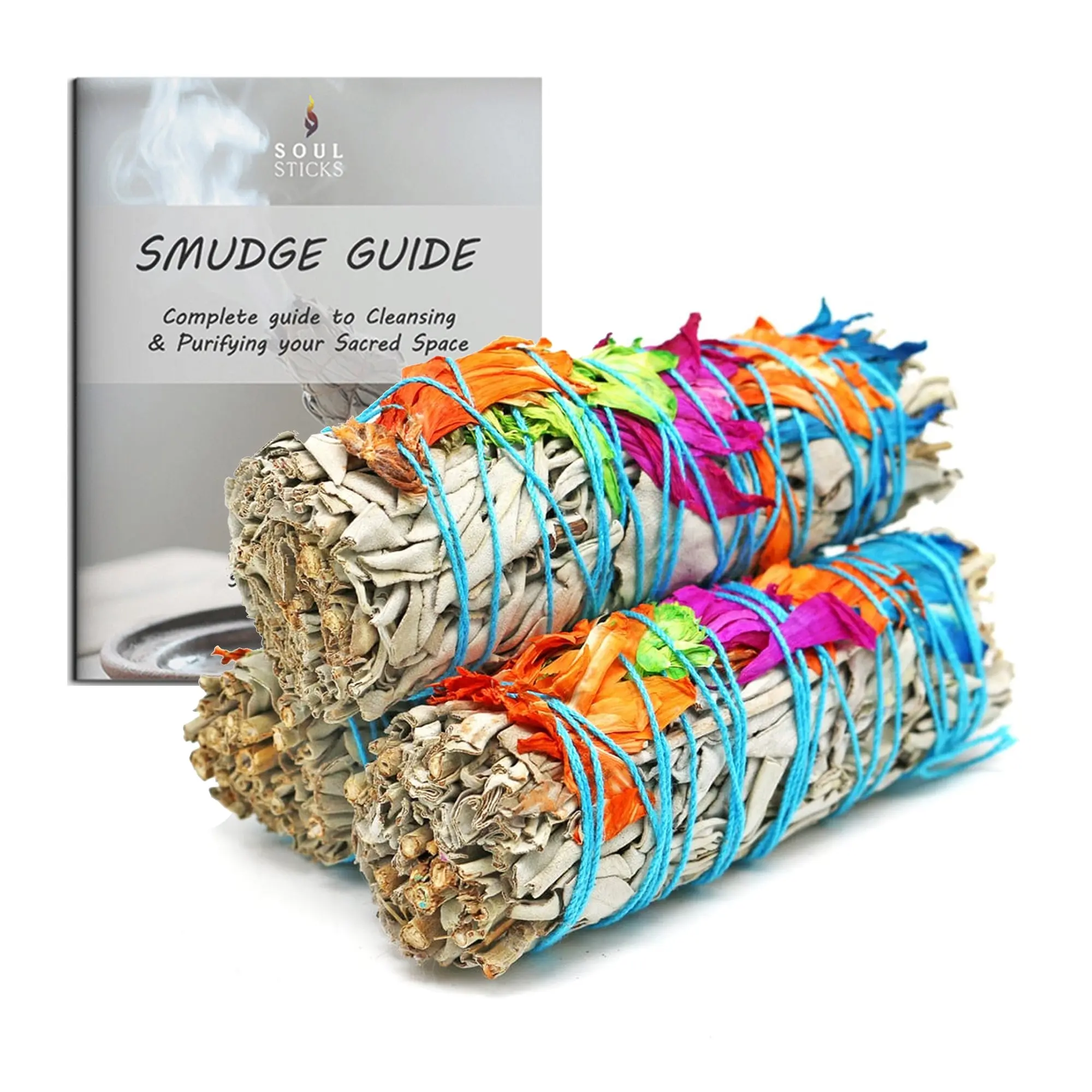 Cheerful Floral Sage Smudge Sticks with Smudge Guide, 3-Pack - TikTok Shop