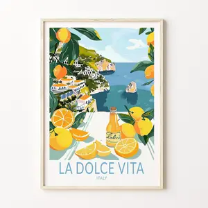 La Dolce Vita Travel Poster, Italy Wall Decor, La Dolce Vita Lemons Poster Print, Italy Gifts, Coast Poster, Personalised Gifts