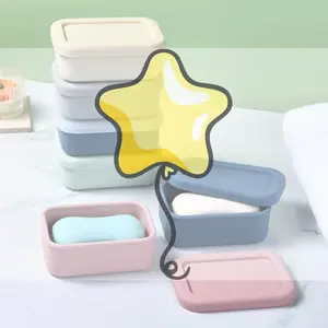 Solid Shampoo Bar Holder, Large Leakproof Travel Soap Case, Silicone Soap Box With Draining Layer, Enhanced Soap Container