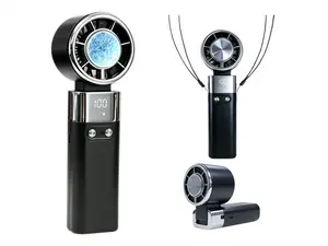 Portable Handheld Turbo Fan with Ice Cooling, 21,000 revolutions per minute, Up to 13 Working Hours, digital display, 4 IN 1 portable air conditioners with Air Turbo Tech Cooling Fan for Outdoor Activities, Travel, Working, Obsidian black