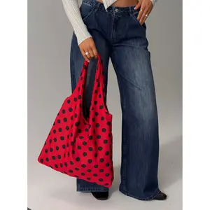 Worth My Time Oversized Tote Bag Red / Black Polka