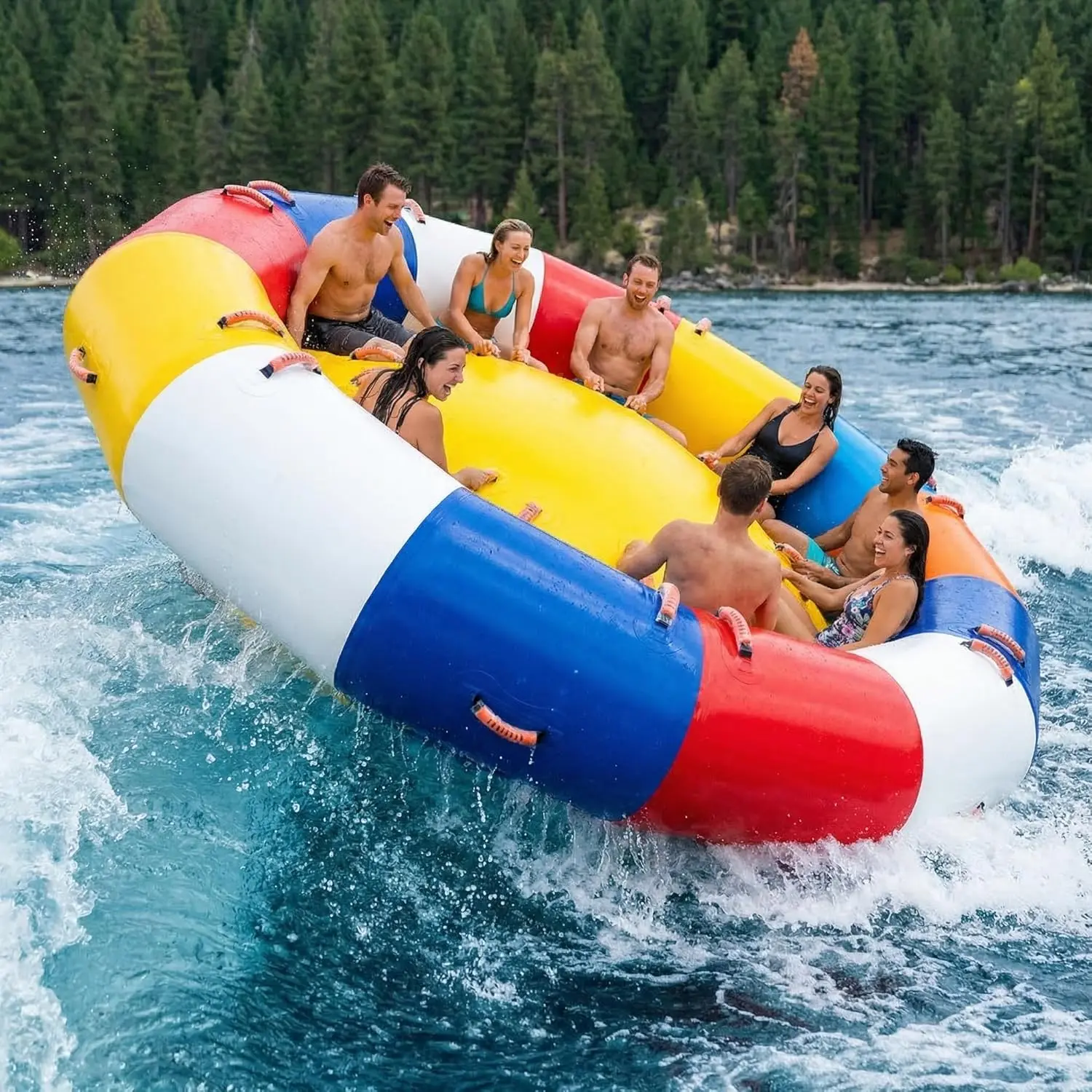 Inflatable Disco Boat - UFO Shaped Towable Tube, Durable PVC Material, Spinning Water Float for Outdoor Lake/River/Beach Games