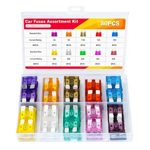 80 PCS Car Fuses Assortment Kit, 80 Standard Blade Fuses Automotive Kit (3A 5A 7.5A 10A 15A 20A 25A 30A 35A 40A) + Puller Replacement for Car Truck Boat RV Motorcycle Camper