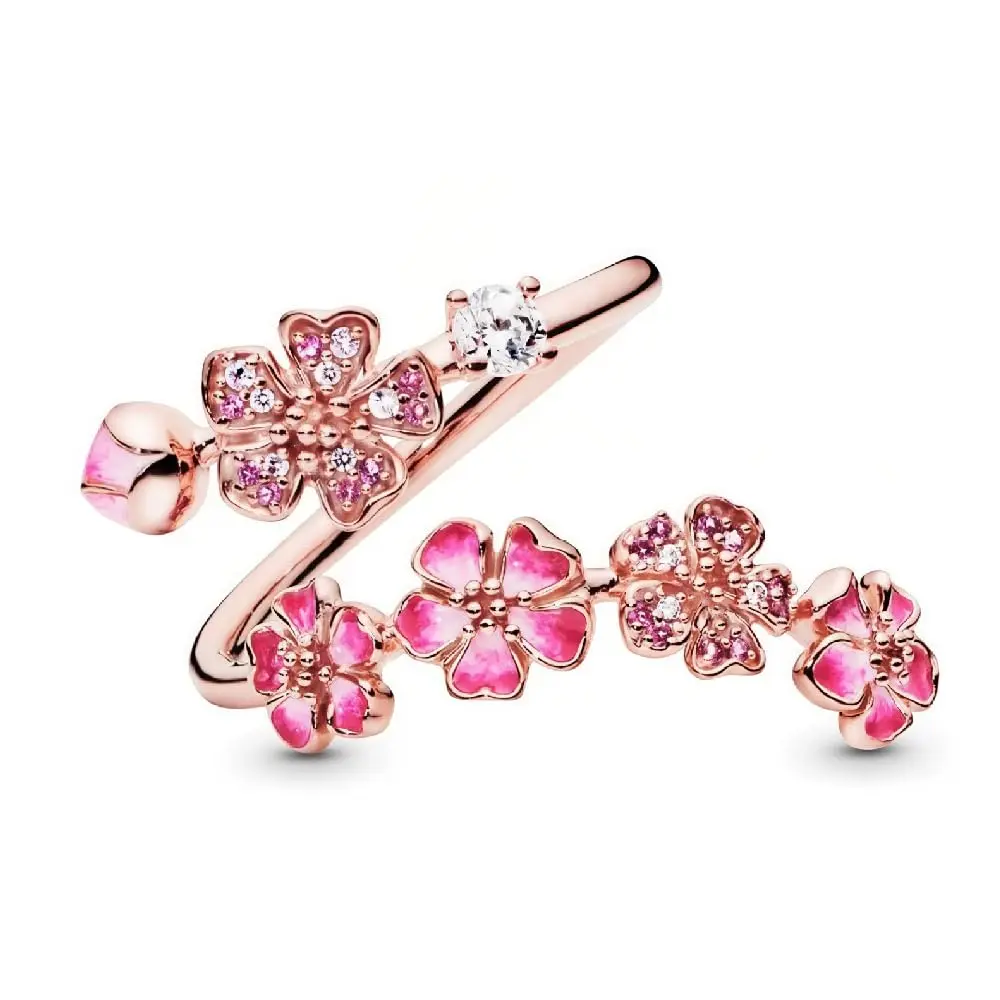 Women's Adjustable Peach Blossom Ring, Pink Floral Dainty Jewelry, Everyday Cute Ring Gift for Her – Girlfriend Wife Daughter