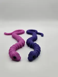 Pink/Purple Articulating Temperature Color Changing Snake Figurine Great Gift and Desk Figure - 3D Printed