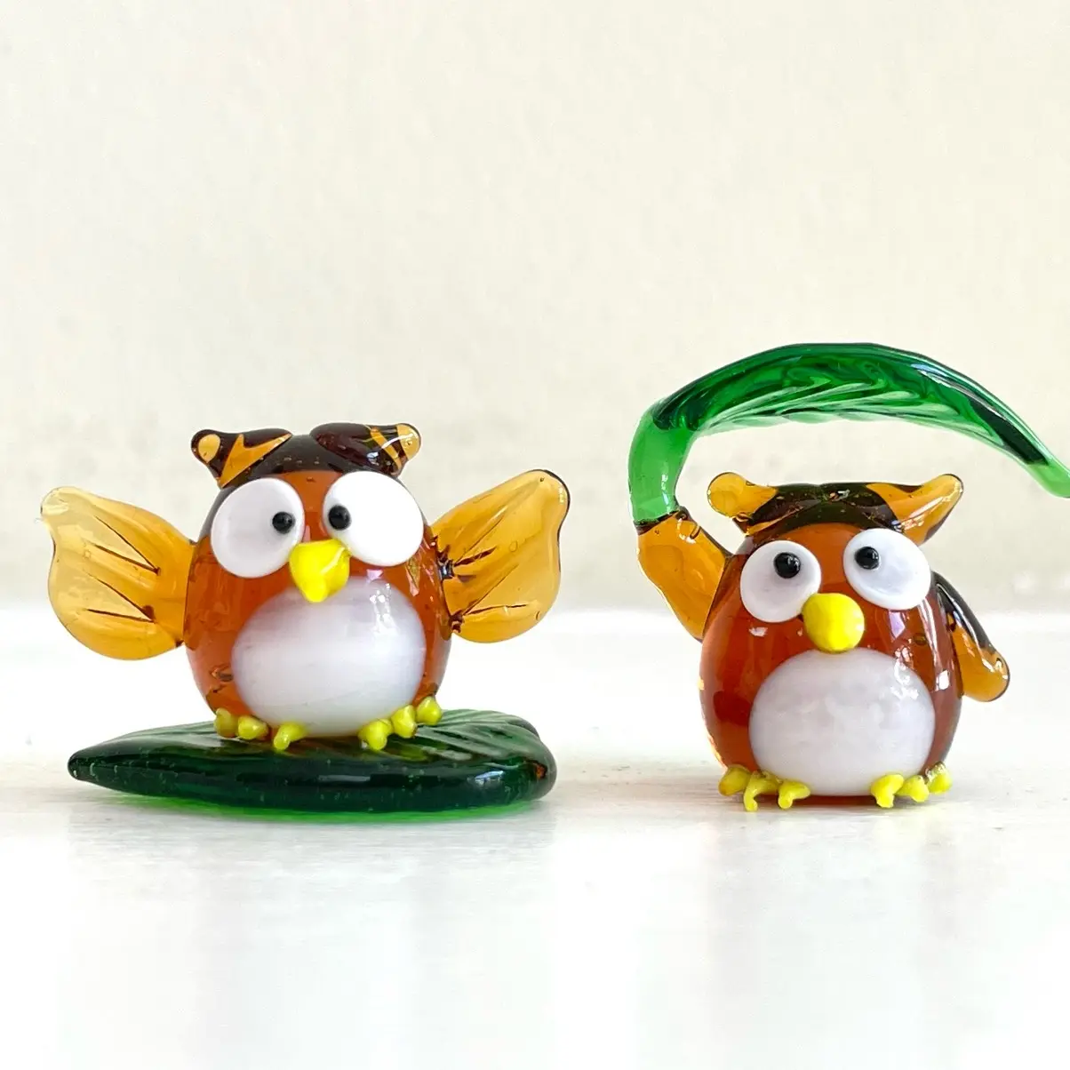 Blown glass owl miniature | Owl gift | Owl figurine Glass Art  Miniature Sculpture Gift for owl lovers