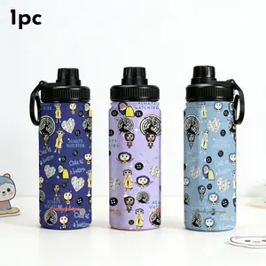 1pc 20oz Coraline Gothic Fantasy Collection stainless Steel Water Bottle | 6 Unique Cute Spooky Prints | Double Wall Vacuum Insulation | Leakproof Lid with Carry Loop | Perfect Gift for Coraline Fans, Gothic Aesthetic Lovers & Dark Fantasy Enthusiasts