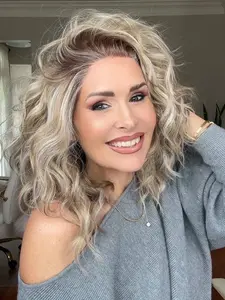 IMstyle Joan Sandy Blonde Balayage Sun-Kissed Natural Curly Glueless 13*4 Free Parting Lace Front Synthetic Wig