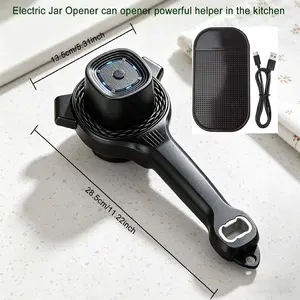 Automatic Electric Jar Opener with Power-Clamp Tech, 2-in-1 Bottle & Can Opener, Hands-Free Easy Twist Kitchen Tool for Elderly, Arthritic & Weak Hands, Bonus Rubber Gripper Pad  Utensils