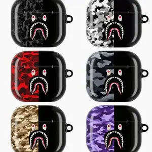 Camo Streetwear AirPods Case | Bold Shark Mouth Icon with Military Camouflage | Urban Hypebeast For AirPods 1 2 3 4 & Pro Gen 1 2 3
