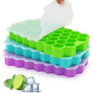 Trays for Freezer, 3 Pack  Tray with Lid,   Mold with Lid-37 Grid,Easy-Release  111 count Small  for Iced Coffee    Soup