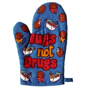 Nugs Not Drugs Oven Mitt Funny Chicken Nugget BBQ Sauce Fast Food Kitchen Glove Funny Graphic Kitchenware Bakeware Funny Food  Novelty Cookware Multi