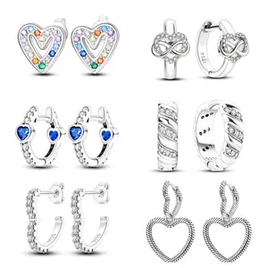 NARMO Heart and Infinity Earring Set | Platinum-plated sterling silver with cubic zirconia | Romantic love jewelry for women and girls | Gift for Valentine's Day, anniversary, birthday