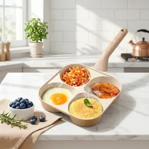 4 Cup Egg Pan Nonstick Egg Skillet Breakfast Skillet  Omelette Pan  Multi Breakfast Maker Gas & Induction Ready  Perfect Fried Egg Maker  Cookware  4-Cup Nonstick Egg Pan, 4-in-1 Breakfast Skillet for Eggs, Pancakes, Bacon, Granite Nonstick Coating,
